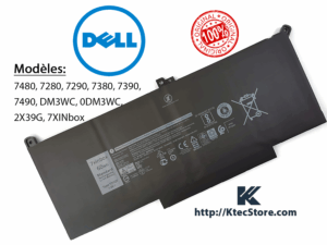 Batterie originale Dell F3YGT 60Wh 7.6V compatible Dell Latitude E7280, E7290, E7380, E7390, E7480, E7490 avec garantie 6 mois