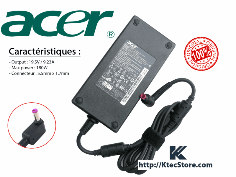 Chargeur ACER 180W ORIGINAL 19.5V 9.23A