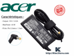 Chargeur Acer 65W 19V 3.42A original compatible Aspire, TravelMate et Extensa – Connecteur 5.5x1.7mm – Livraison rapide en Algérie
