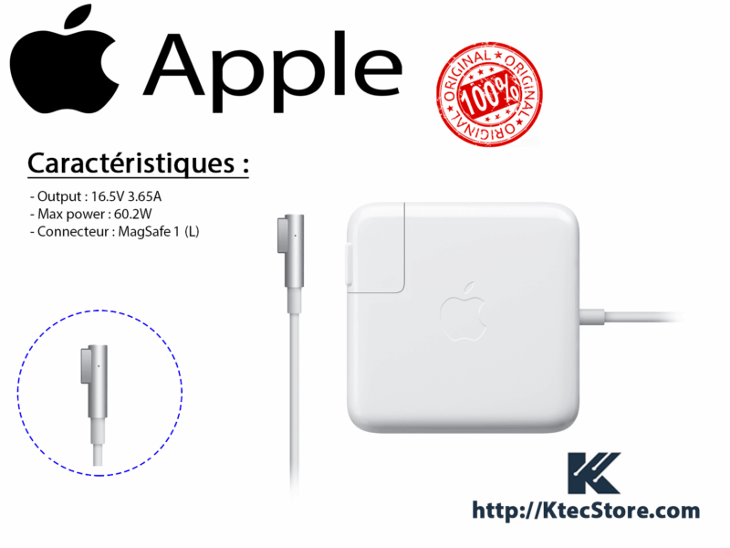 Chargeur APPLE 60W MagSafe 1 ORIGINAL