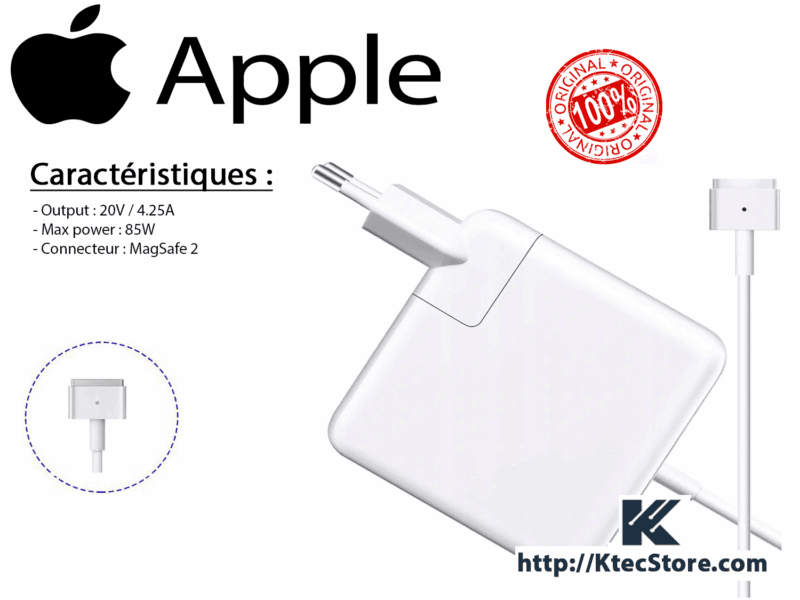 Chargeur APPLE 85W MagSafe 2