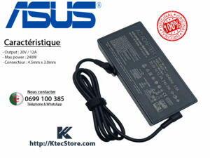 Chargeur 240W ASUS 20V 12A ORIGINAL Connecteur 4.5mm x 3.0mm