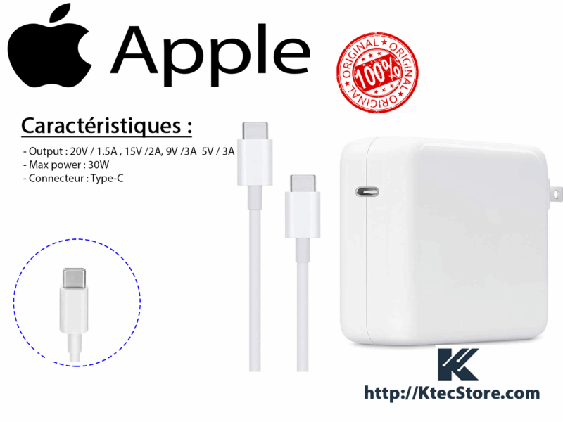 Chargeur APPLE 30W Type-C ORIGINAL