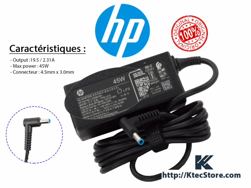 Chargeur HP 45W 19.5V 2.31A ORIGINAL