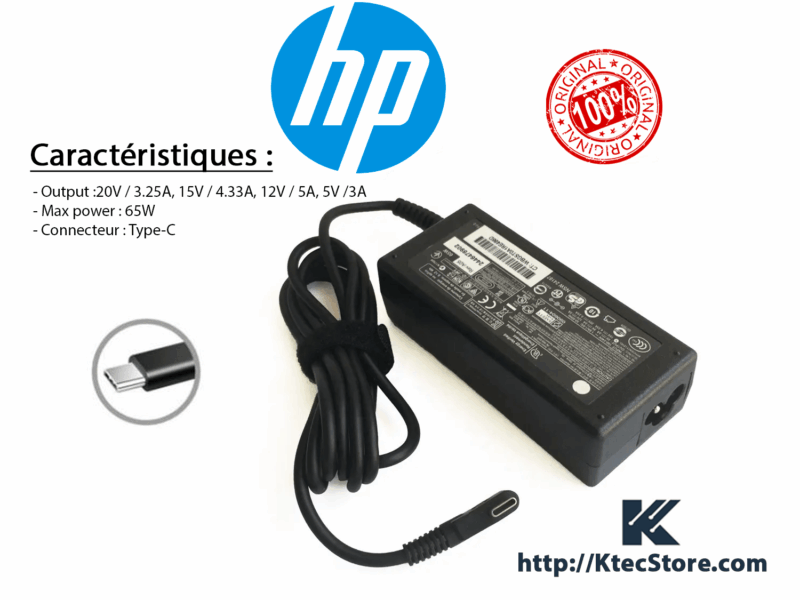 Chargeur HP 65W Type-C ORIGINAL
