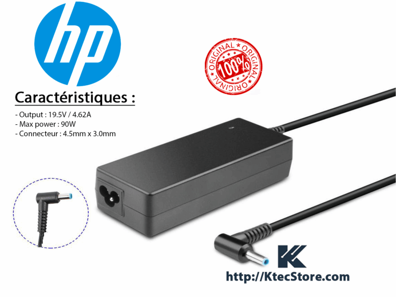 Chargeur HP 90W 19.5V 4.62A embout bleu