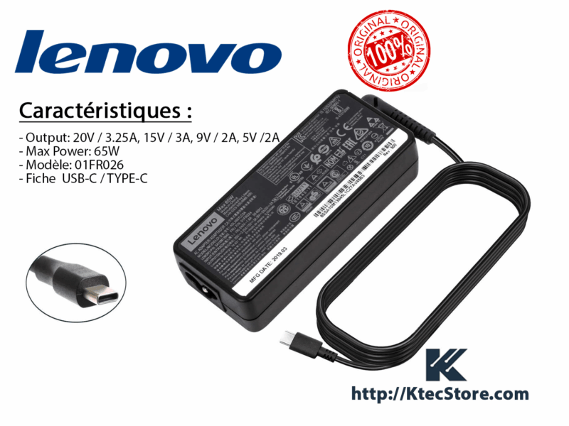 Chargeur LENOVO 65W Type-C
