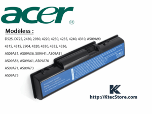 Batterie ACER AS09A31 compatible Acer Aspire D525, D725, 2430, 2930 et eMachines – Batterie d’origine avec garantie 3 mois