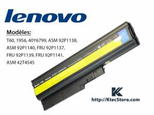 Batterie pour LENOVO ThinkPad T60, 1956, 40Y6799, ASM 92P1138, ASM 92P1140,