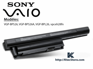Batterie de remplacement Sony VGP-BPS26, VGP-BPS26A, VGP-BPL26 compatible ordinateurs portables Sony VAIO