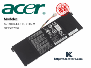 Batterie ACER AC14B8K compatible Aspire E3-111, E3-112, ES1-512, V3-111P, V5-132P, Chromebook 11 CB3-111 – Batterie PC portable Acer Algérie