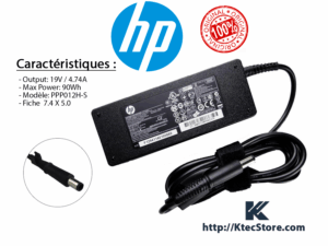 Chargeur HP 90W 19V 4.74A ORIGINAL Connecteur 7.4mm x 5.0mm