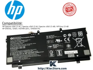Batterie HP SH03XL compatible HP Spectre x360 13-AC 13-W 13-AB et HP Envy 13-AB KtecStore