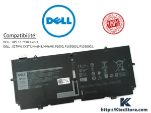 Batterie Dell 52TWH 7.6V 51Wh pour XPS 13 7390 2-en-1