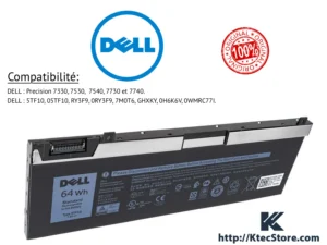 Batterie Dell 5TF10 7.6V 64Wh pour Precision 7530 7540 7740