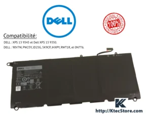 Batterie Dell 90V7W 56Wh pour XPS 13 9343 et 9350