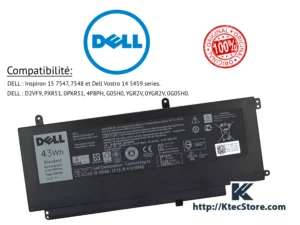 Batterie Dell D2VF9 pour Inspiron 7547 7548 7549 Vostro 5459