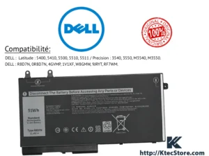 Batterie Dell R8D7N 11.4V 51Wh Latitude Precision