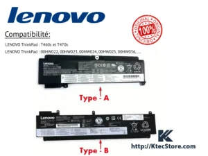 Batterie Lenovo 00HW022 compatible ThinkPad T460s et T470s en Algérie