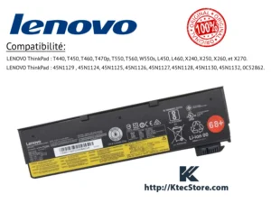 Batterie Lenovo 45N1129 pour ThinkPad T X L W Series