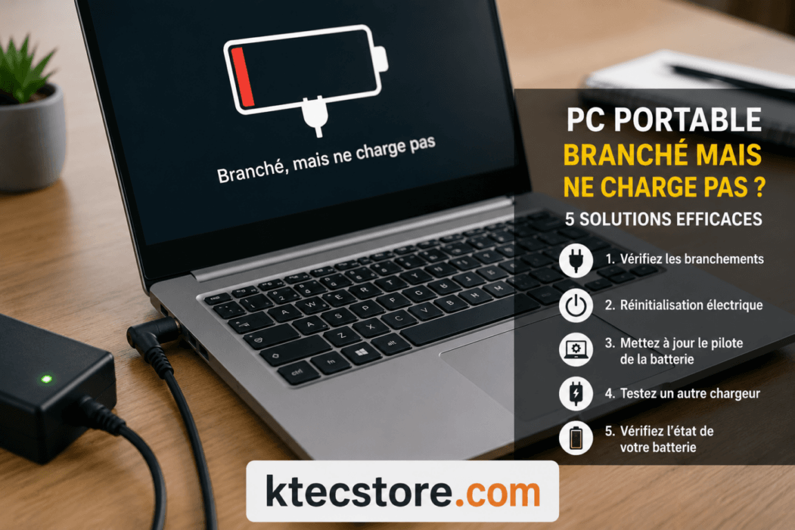 ordinateur portable branché mais batterie ne charge pas