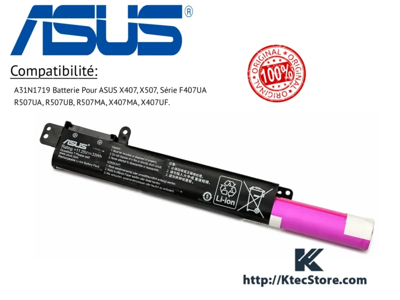 Batterie Asus A31N1719 pour Asus X407UA X507UA F407UA R507UA