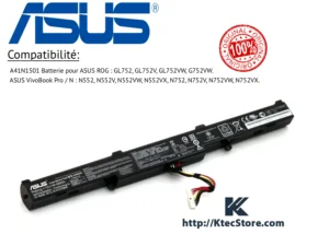 Batterie ASUS A41N1501 originale 48Wh 15V compatible ASUS VivoBook Pro N552VW N552VX et ASUS ROG GL752