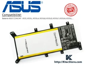 Batterie ASUS C21N1347 originale 37Wh 7,5V pour ASUS X555, X555L, X555LA et X555LD