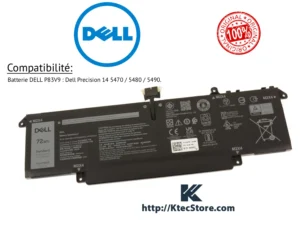 Batterie DELL P83V9 originale 72Wh pour Precision 5470, 5480 et 5490 - KtecStore Algérie