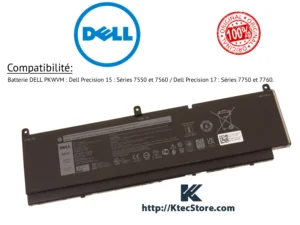 Batterie DELL PKWVM originale 95Wh pour Precision 15 et 17 (7550 à 7760) - KtecStore Algérie