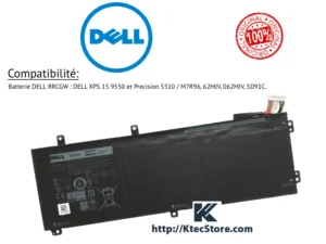 Batterie DELL RRCGW originale 56Wh pour XPS 15 9550 et Precision 5510 - KtecStore Algérie