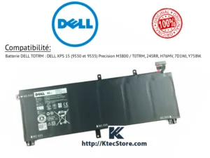 Accueil 8 Batterie DELL T0TRM originale 61Wh pour XPS 15 9530, 9535 et Precision M3800 - KtecStore Algérie