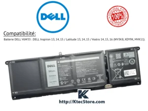 Accueil 7 Batterie DELL V6W33 originale 54Wh pour Inspiron, Latitude et Vostro 13 à 16 - KtecStore Algérie